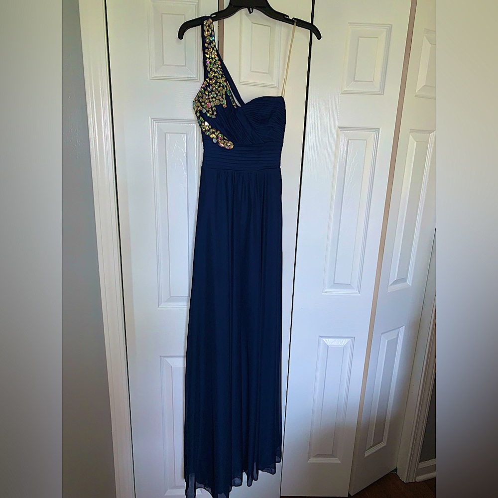 Sequin Hearts navy blue prom dress. Size 3.